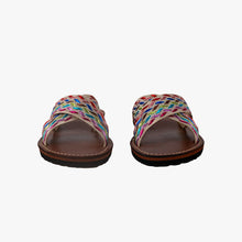 Load image into Gallery viewer, Moroccan Chevron Woven Leather Crisscross Sandal
