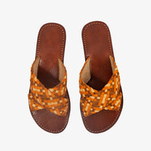 Load image into Gallery viewer, Moroccan Suede Crossed Woven Leather Sandals With Basketweave Design
