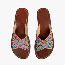 Load image into Gallery viewer, Moroccan Chevron Woven Leather Crisscross Sandal
