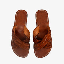 Load image into Gallery viewer, Handwoven Moroccan Leather Crisscross Sandals
