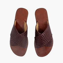 Load image into Gallery viewer, Handmade Dark Brown Textured Leather Sandals from for Women

