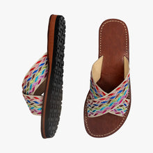 Load image into Gallery viewer, Moroccan Chevron Woven Leather Crisscross Sandal
