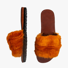 Load image into Gallery viewer, Orange Fluffy Faux Fur Women’s Slide Sandals
