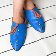 Load image into Gallery viewer, Handcrafted Moroccan Pompom Babouche Slippers – Authentic Leather Footwear from Fez
