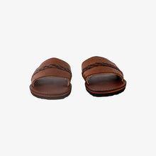 Charger l&#39;image dans la galerie, Handmade Brown Leather Braided Open-Toe Summer Slide Sandals
