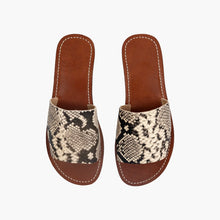 Load image into Gallery viewer, Handmade Snakeskin Textured Leather Slide Sandals
