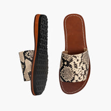 Load image into Gallery viewer, Handmade Snakeskin Textured Leather Slide Sandals
