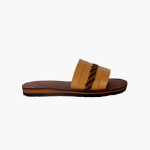 Load image into Gallery viewer, Handmade Tan Leather Braided Slide Sandals

