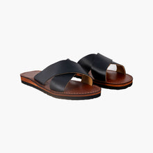 Load image into Gallery viewer, Moroccan Black Leather Cross Strap women Sandals
