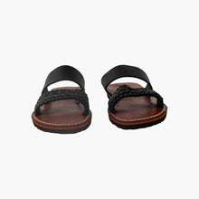 Load image into Gallery viewer, Moroccan Black Leather Sandals with braided Strap
