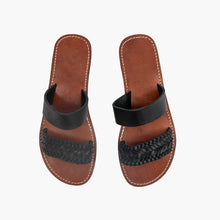 Load image into Gallery viewer, Moroccan Black Leather Sandals with braided Strap
