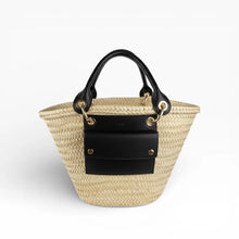 Carica l'immagine nel visualizzatore di Gallery, Elegant Handwoven Palm Leaf Market Tote Bag for Women with Eco-Leather Pocket
