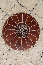 Load image into Gallery viewer, Moroccan Leather Pouf Embroidered Ottoman Seat
