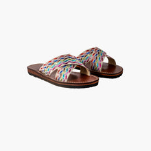 Load image into Gallery viewer, Handmade Multicolor Woven Crisscross Slide Sandals for Women
