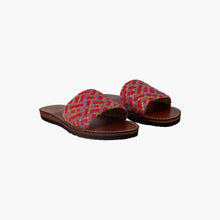 Load image into Gallery viewer, Handmade Multicolor Woven Leather Slide Sandals for Women
