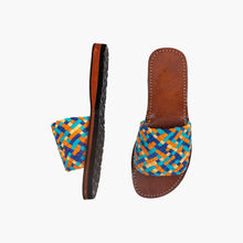Load image into Gallery viewer, Handmade Multicolor Woven Moroccan Slide Sandals for Women
