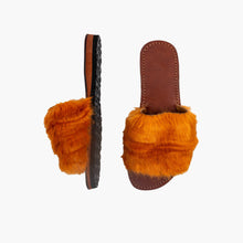 Load image into Gallery viewer, Handmade Orange Fluffy Faux Fur Slide Sandals for Women
