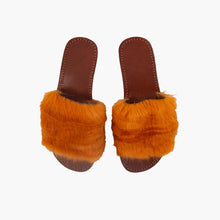 Load image into Gallery viewer, Handmade Orange Fluffy Faux Fur Slide Sandals for Women
