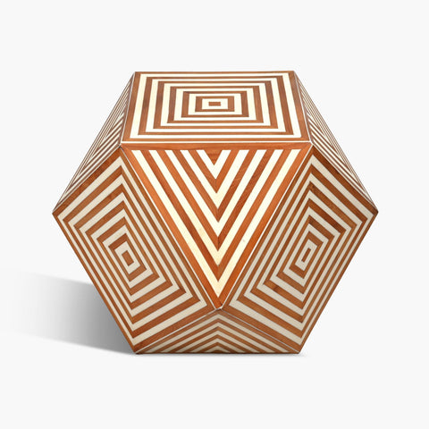 Mini table hexagonale en bois de noyer fabriquée à la main 