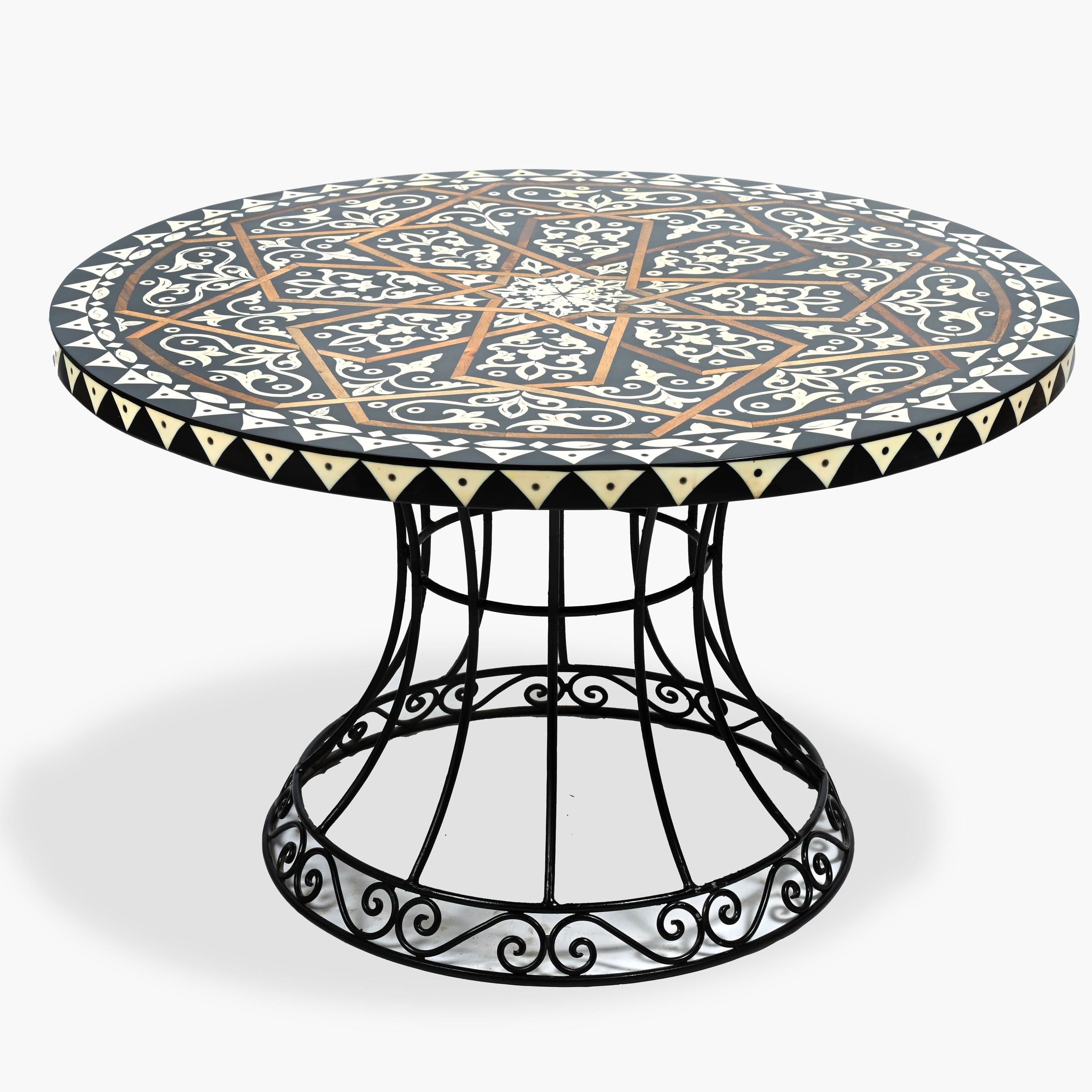 Round Dining Table - Handmade Moroccan Design | Swiqat Crafts