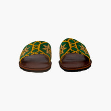 Load image into Gallery viewer, Moroccan Leather Sandals with Yellow And Green Zellij Design
