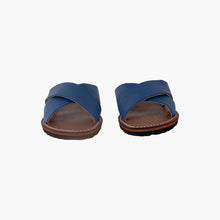 Load image into Gallery viewer, Moroccan Blue Leather Cross Strap women Sandals
