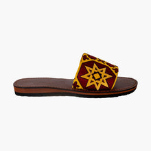 Load image into Gallery viewer, Moroccan Leather Sandals with Yellow And Red Zellij Design
