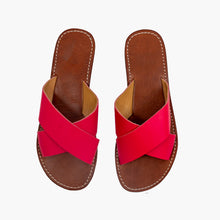 Load image into Gallery viewer, Moroccan Pink Leather Cross Strap women Sandals
