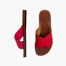 Load image into Gallery viewer, Moroccan Pink Leather Cross Strap women Sandals
