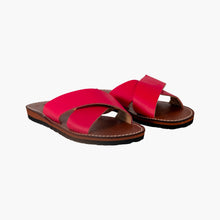 Load image into Gallery viewer, Moroccan Pink Leather Cross Strap women Sandals
