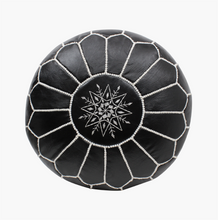 Load image into Gallery viewer, Moroccan Leather Pouf / Colour : Black
