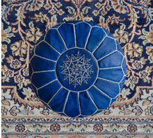 Load image into Gallery viewer, Moroccan-leather-pouf-blue3
