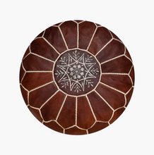 Load image into Gallery viewer, Moroccan-leather-pouf-brown1
