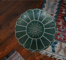 Load image into Gallery viewer, Moroccan-leather-pouf-green2
