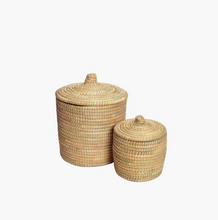 Load image into Gallery viewer, Wicker Basket Palm leaf storage 2 boxs
